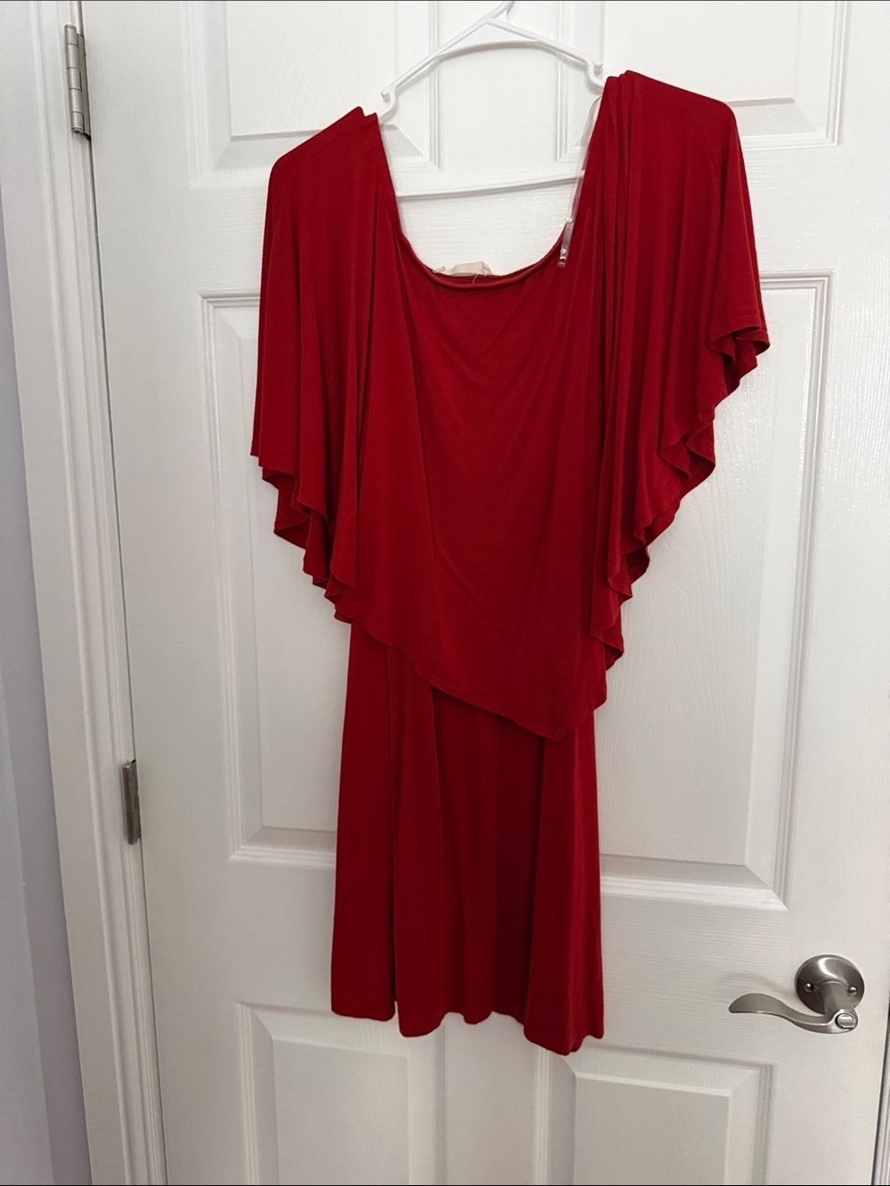 Red Flutter Sleeve Women's Dress